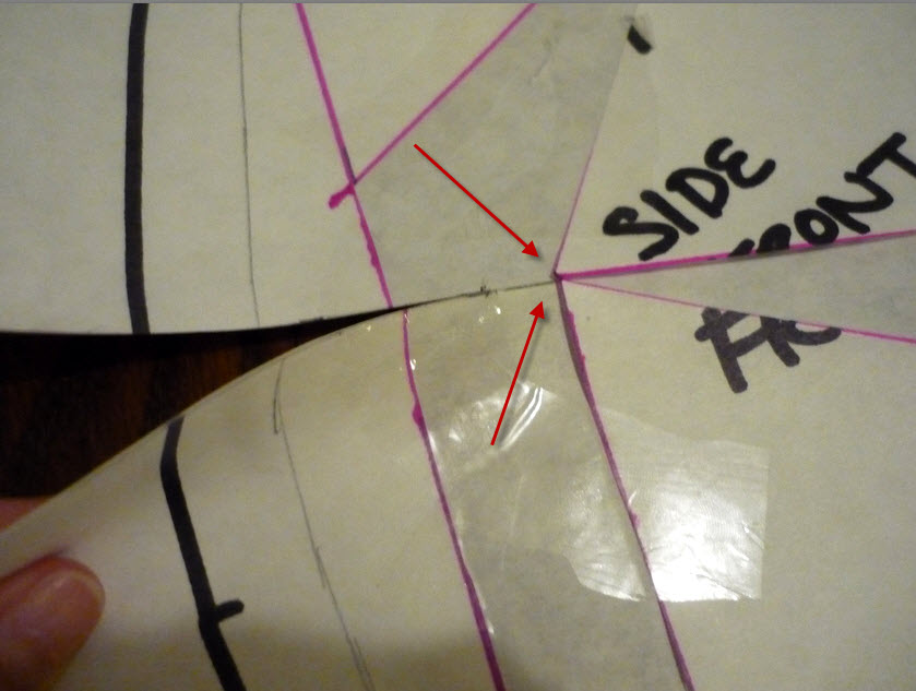 cut up this new line, stopping at the arrows