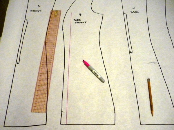 draw a line straight up from the hem, close to the seamline