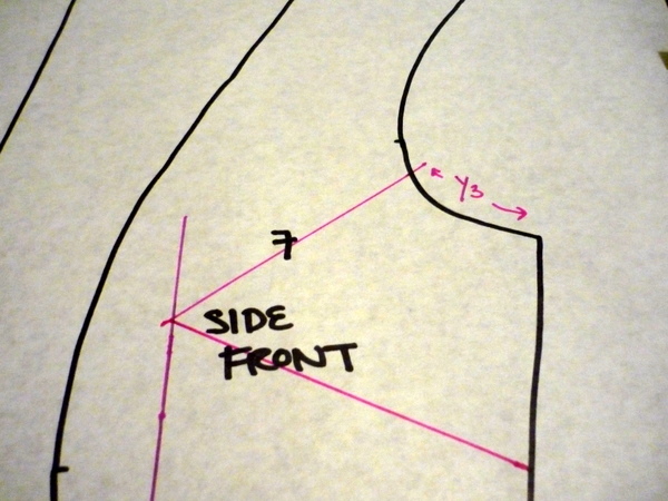 draw line #2 like an imaginary bust dart