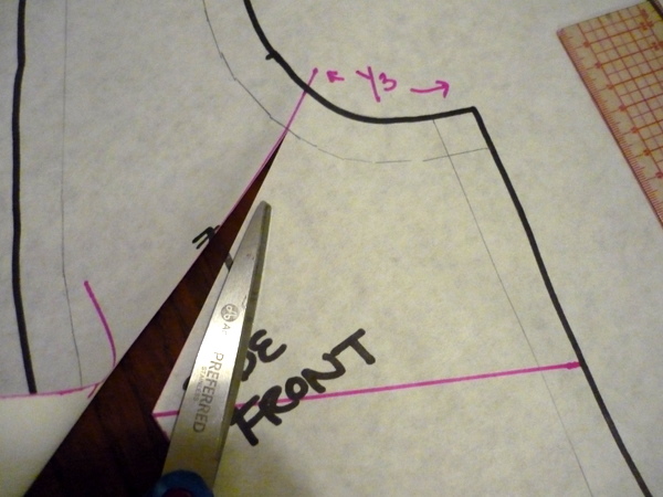 continue cutting towards the armhole and stop at the seamline