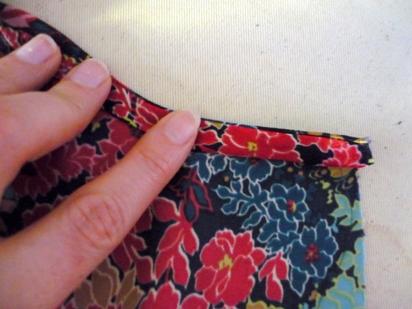 fold binding to inside and press
