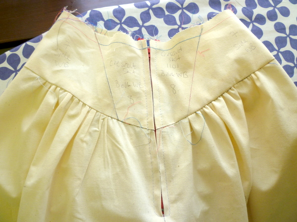 zipper is basted in place