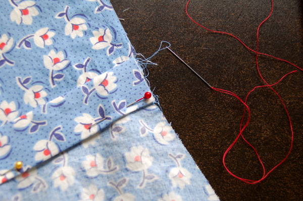 thread a needle to get ready to slipstitch
