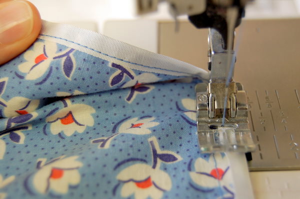 sew close to edge of binding