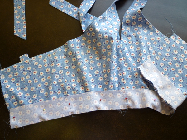 pin second waistband to lower edge of bodice