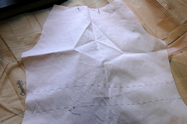trace waistline markings with thread
