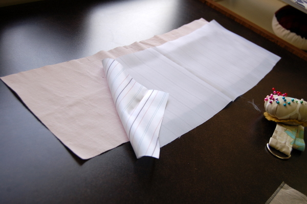 lay lining on top of fabric collar, right sides together