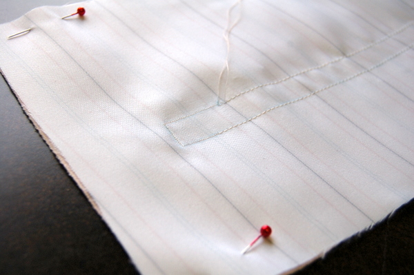 close-up of zipper opening stitching