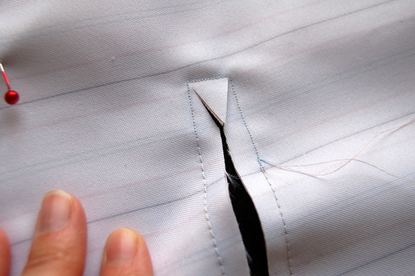 snip diagonally towards corners