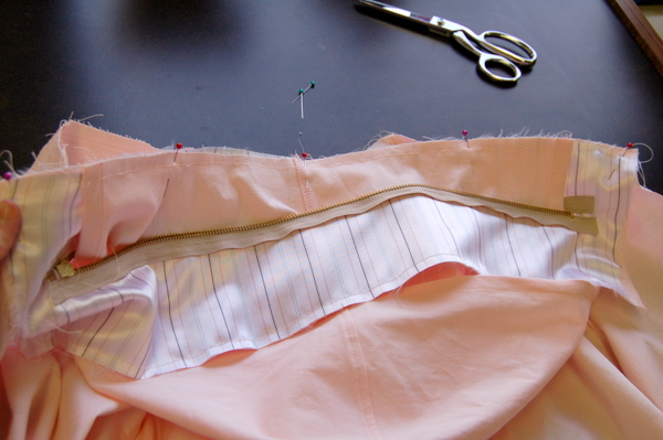pin together at middle, ends and notches in between
