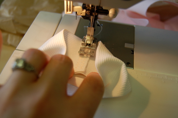 zigzag or stitch across ends of elastic several times