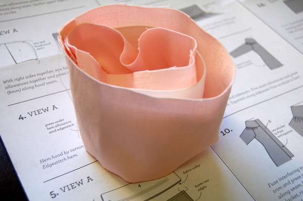 insert elastic into folded cuff