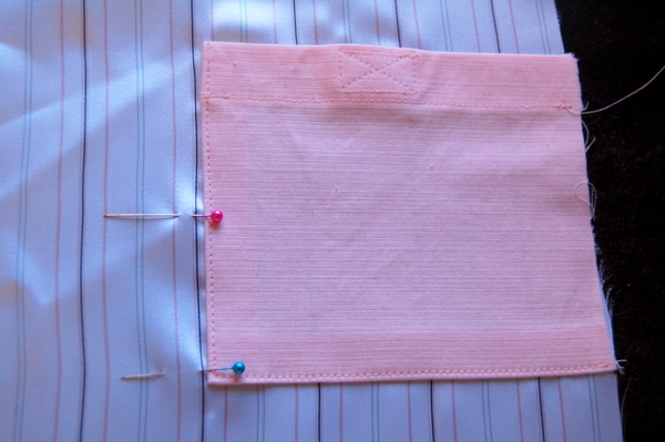 edgestitch lower and left edges of pocket