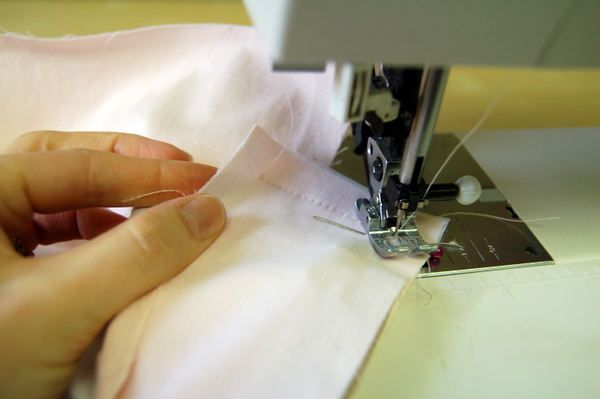 sew across bottom edge of plackets