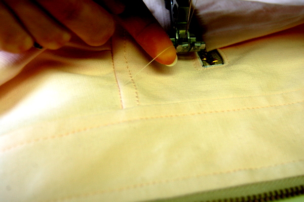 stop when you reach the other side of the placket