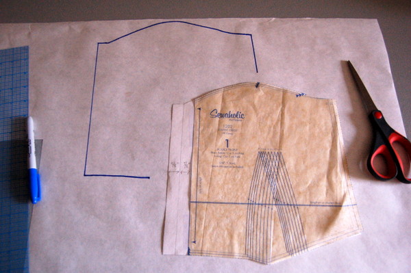 trace front bodice piece